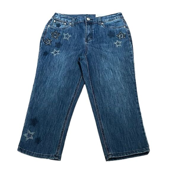 Christoper & Banks Women’s Classic Fit Denim Capri Jeans With Star, Size 6, NWT - Picture 1 of 12